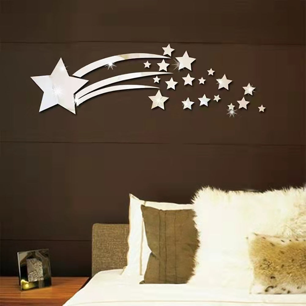 75 Stickers Miroirs étoiles Dorées - Autocollants Muraux Décoratifs Pour Salon, Chambre, Salle De Bain - Adhésif Amovible Sans Trace - 6
